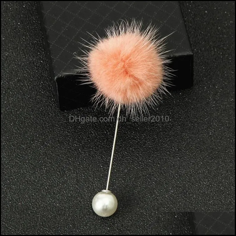 new rabbit ears plug-in long brooch real mink hair fur ball pins for women handmade boutonniere stick pin lapel brooches 1142 b3