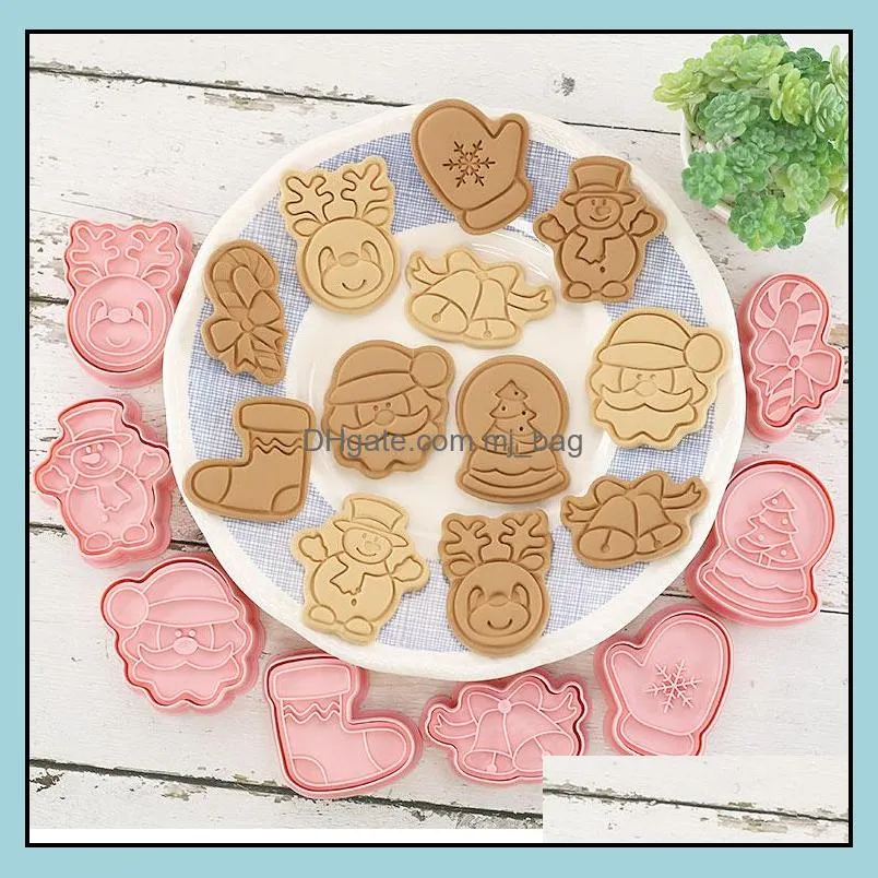 Bakeware 8 Pcs/Set DIY Cartoon Biscuit Mould Christmas Cookie Cutters ABS Plastic Baking Mould  Tools Cake Decorating