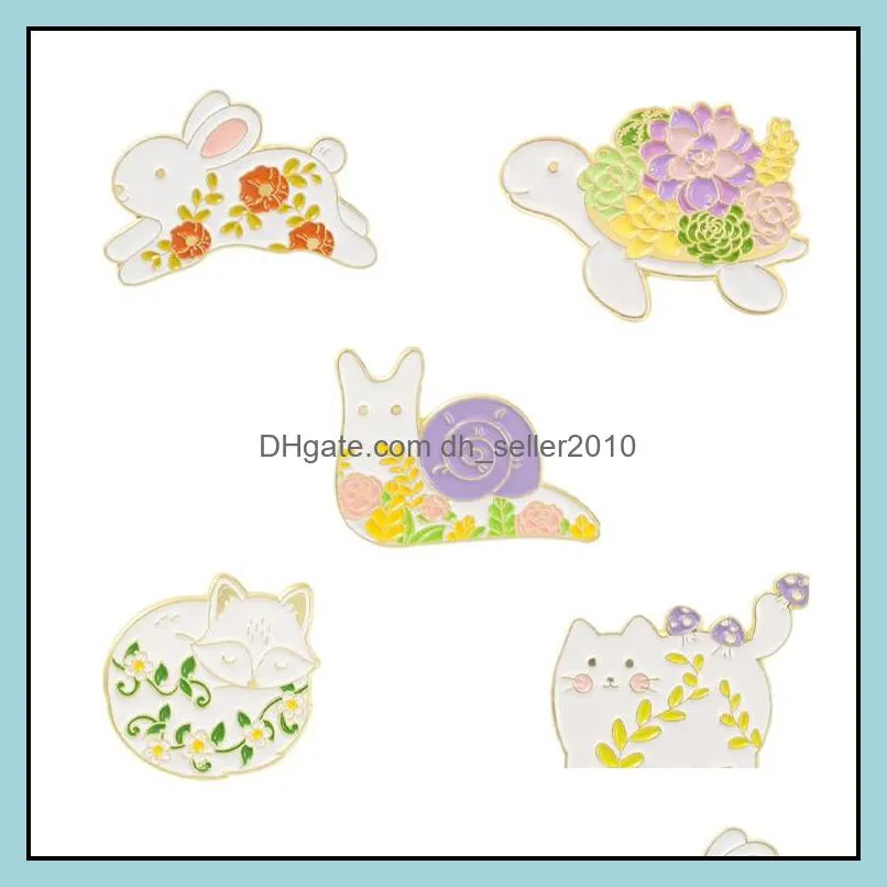 customized cartoon enamel pin polo collar animal funny flower cute snail turtle rabbit cat colored jewelry women metal lapel pins 1109