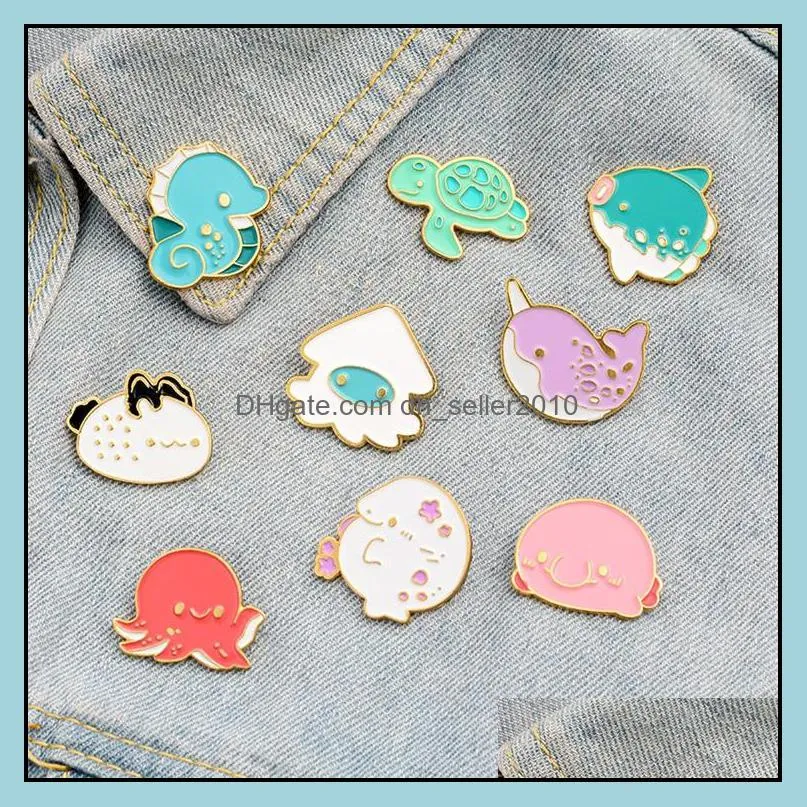 customized alloy brooches cartoon creative cute pink fat fish turtle  dress badge jewelry gift for girl baking paint enamel pin 1046