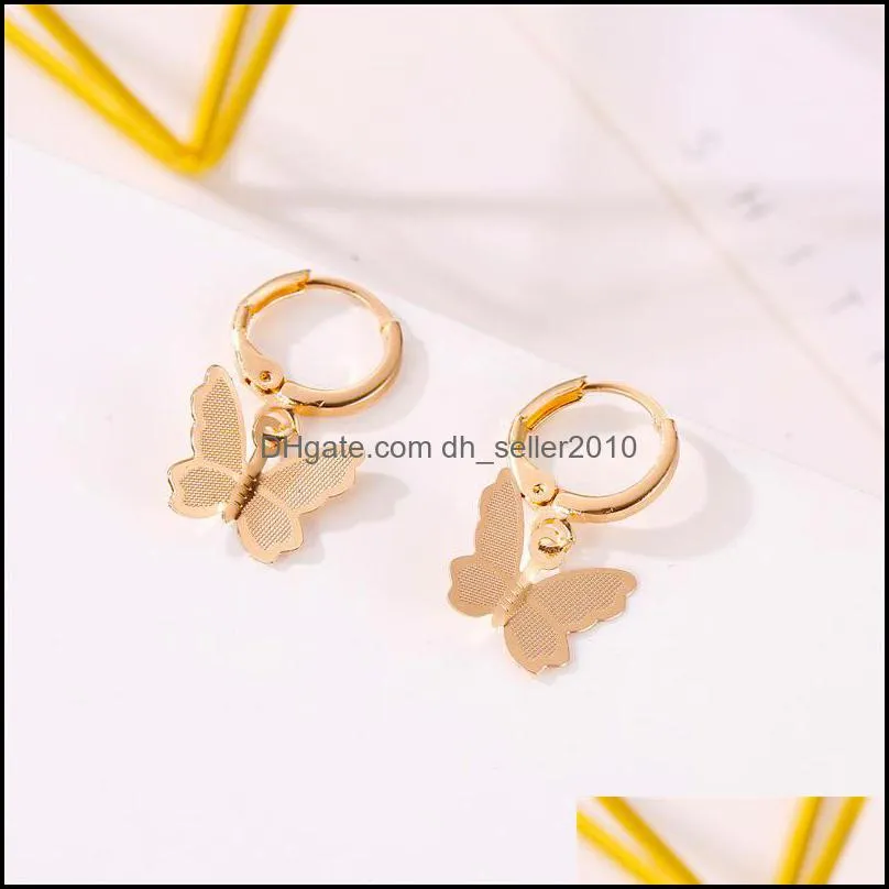 4 styles gold color metal star moon butterfly pendant hoop earrings fashion women girls geometry minimalist jewelry gifts 1943 q2