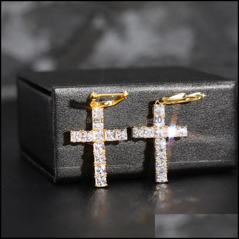 luxury designer jewelry women knot earrings hip hop jewlery men earings iced out diamond cross hoop 60 t2