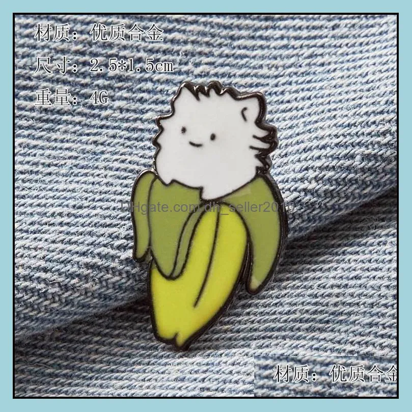 customized fruit banana brooch pineapple lemon strawberry cat hard enamel pin badge for men women cartoon funny cute metal lapel bulk 6031