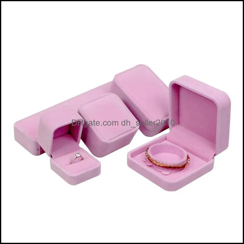 pink jewelry gift packaging box velvet ring cufflink earring pendant charm necklace bangle bracelet brooch jewellery packing boxes 350