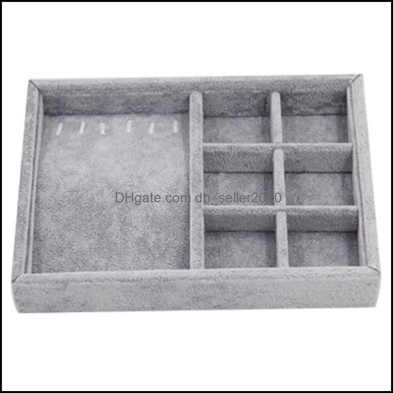 gray velvet jewelry display tray ring earring bracelet necklace pendants trays holder box storage tray orgaizer