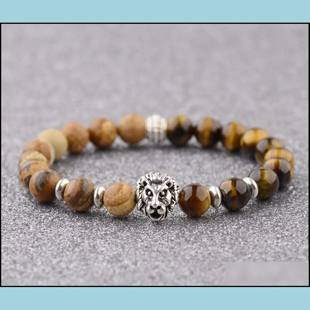 natural yellow picture stone tiger eye stone to half beaded  head accessories bracelet bracelet wholesale