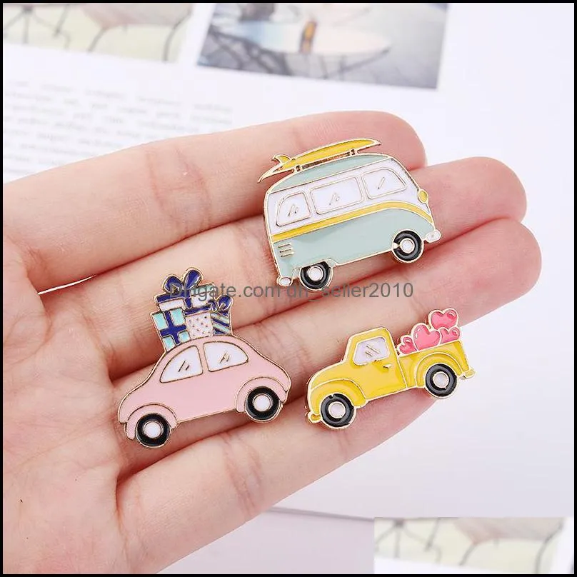 metal enamel lapel brooches pin cartoon cute car carrying love heart funny brooch jewelry fashion badge clothing accessories 1 7zl e3