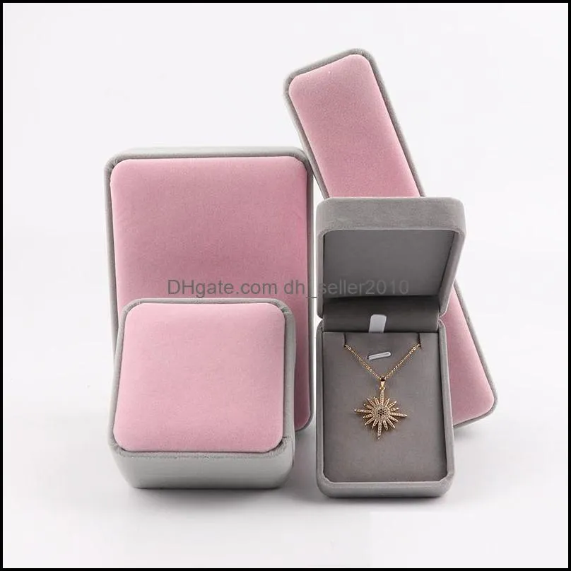 pink jewelry gift packaging box velvet ring cufflink earring pendant charm necklace bangle bracelet brooch jewellery packing boxes 350