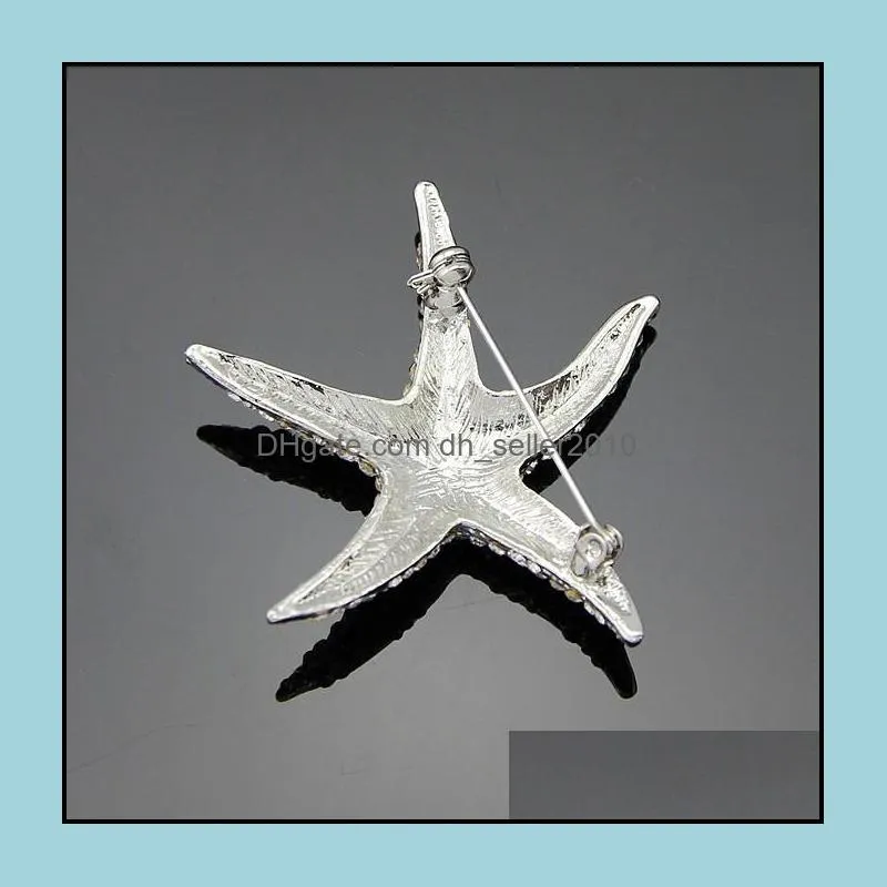 exquisite starfish brooch rhinestone set brooch white k golden brooch 380 t2