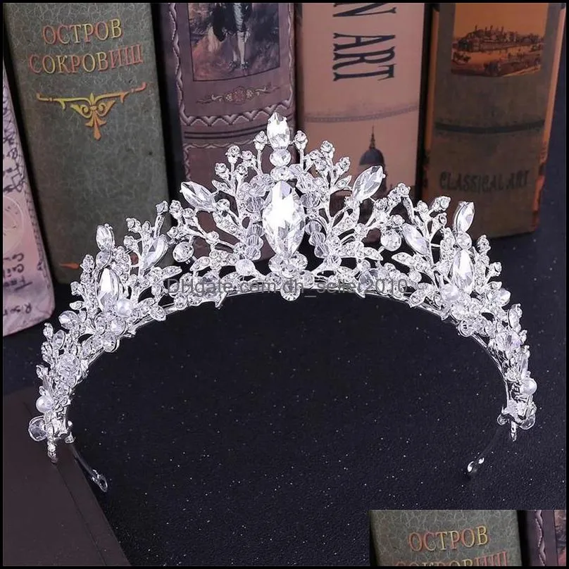 3 pcs set bride ornament wedding jewelry sets crown tiara earrings choker necklace ornaments suit marry headdress 48xy t2