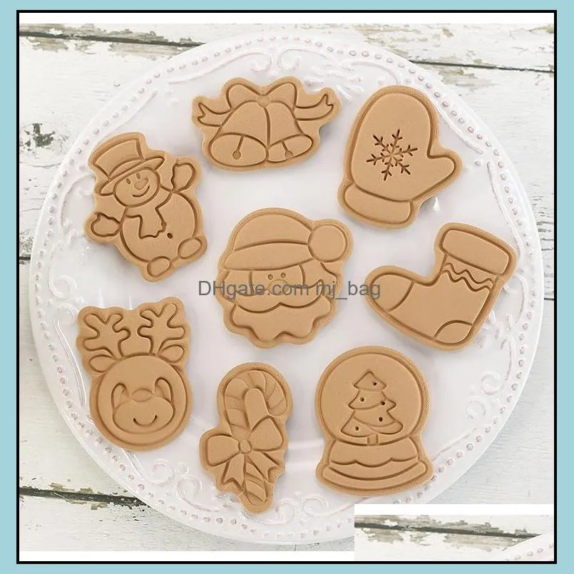 Bakeware 8 Pcs/Set DIY Cartoon Biscuit Mould Christmas Cookie Cutters ABS Plastic Baking Mould  Tools Cake Decorating