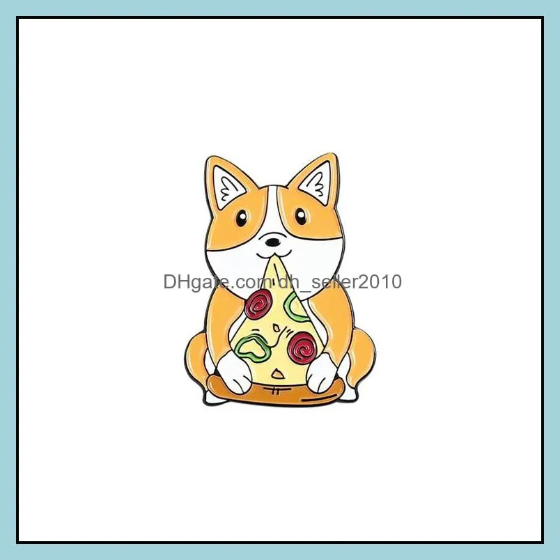 customized dog swimming pizza  animal enamel pin badge cartoon creative funny cute men women metal bulk brooches wholesale