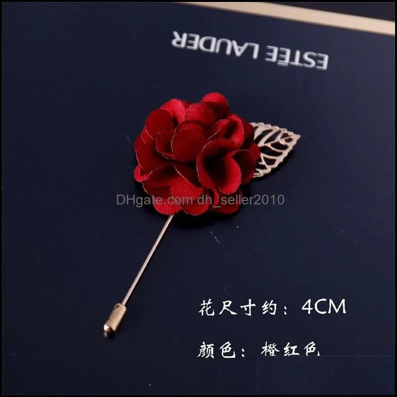 9 color flower lapel pin men suit brooches fabric yarn pin button stick flower brooch for wedding 618 q2