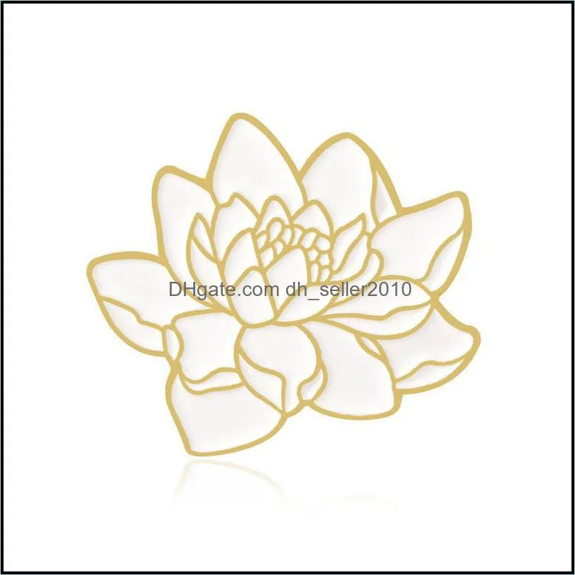 lotus flower wave starry night enamel pin badge brooch bag clothes lapel pin cartoon plant moon nature jewelry gift for friends c3