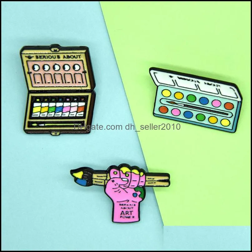 paint brush box brooch palette pigment enamel cartoon children pin child interest  bag jewelry accessories 2kl q2