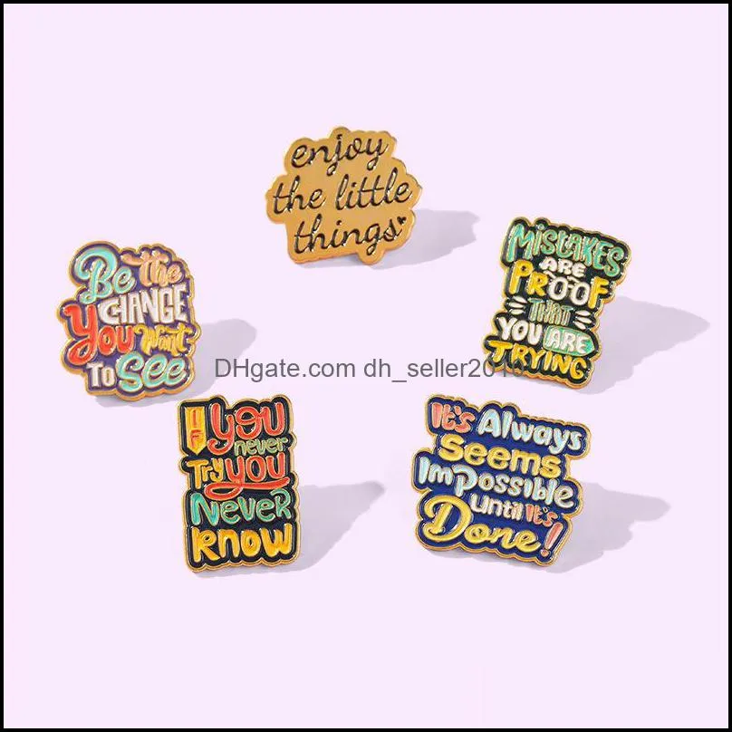 customized enamel pin english character brooch colorful metal badges punk man women fashion enamel jewelry 1222 d3