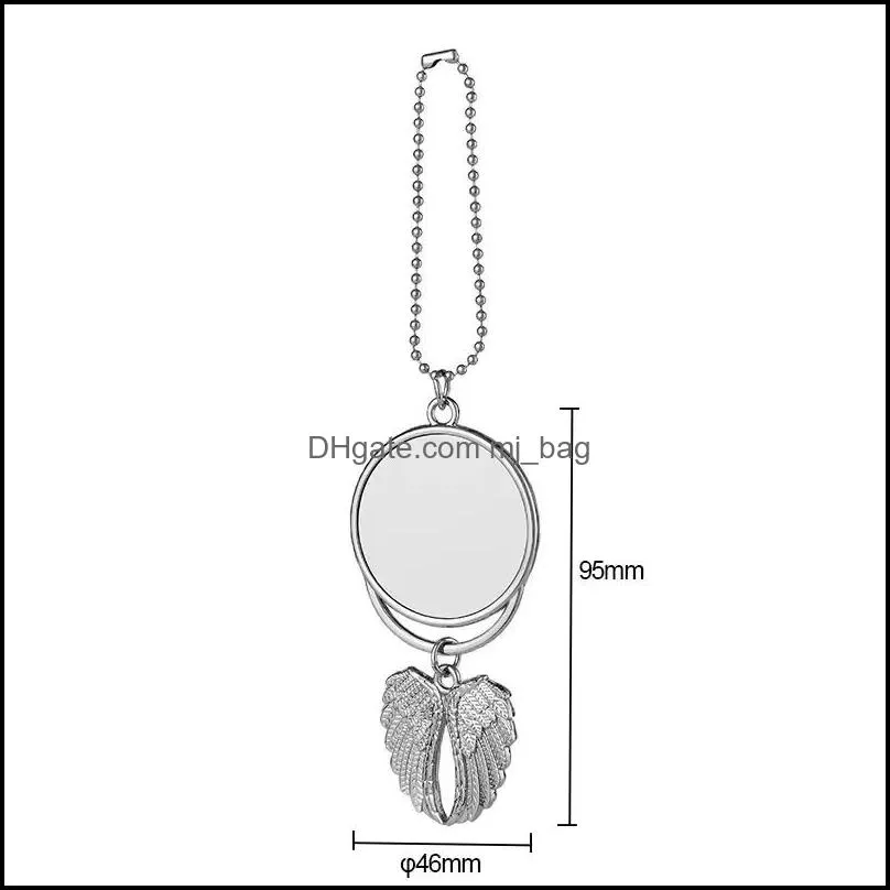 Sublimation auto pendant blank angel wings charm necklace heat transfer pendant inventory wholesale