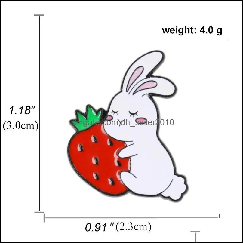 creative cartoon enamel brooches pin rabbit carrots strawberries love heart badge korean cute brooch jewelry wholesale 1 7dr e3
