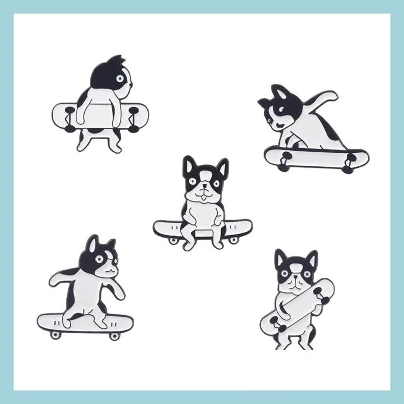 customized hard enamel brooch alloy jewelry for women cartoon cute skateboard firewood dog funny animal lapel enamel pin and badges genshin 1107