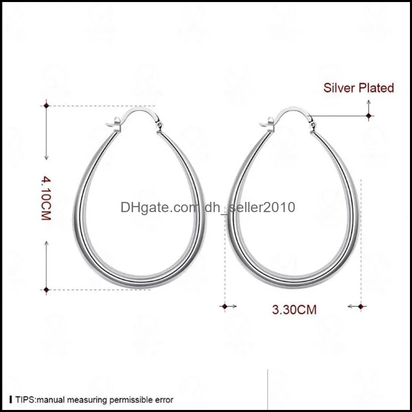 925 sterling silver smooth circle 41mm hoop earrings for women lady gift fashion charm wedding jewelry