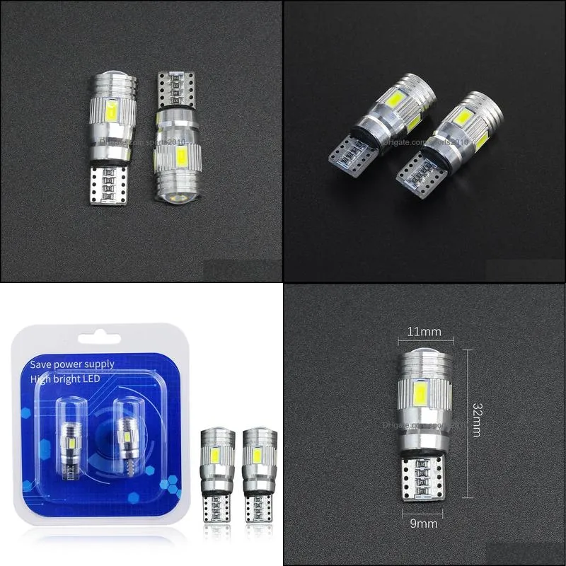 Winsun 2x T10 W5W Car LED Turn Signal Bulb Canbus Auto Interior Dome Reading Light Wedge Side Parking Reverse Brake Lamp 5W5 5630 6smd