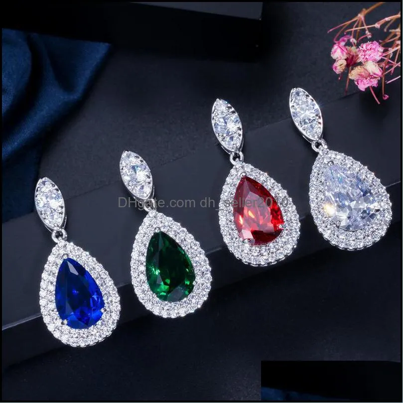 zircons cubic zirconia wedding necklace and earrings luxury crystal bridal jewelry sets for bridesmaids
