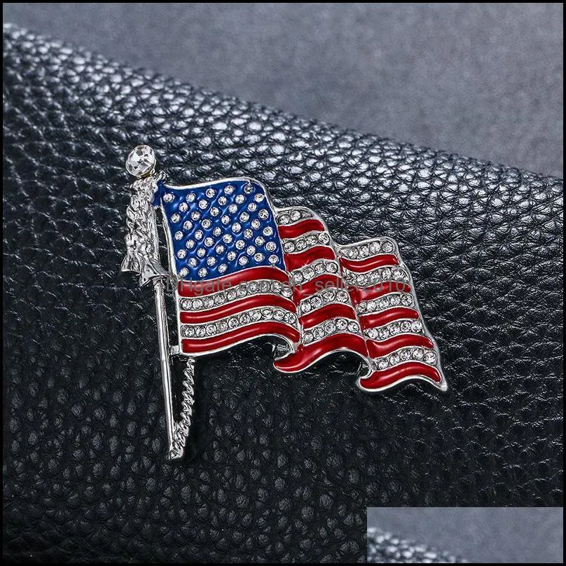 fashion crystal handmade brooches united states flag lapel pins unique rhinestone jewelry gift