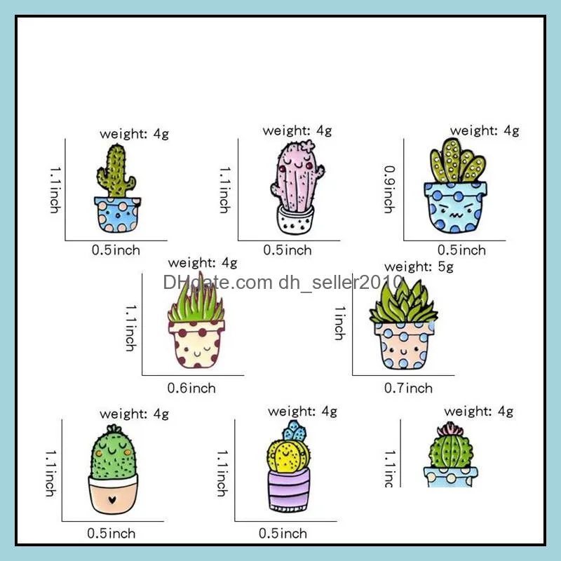 customized alloy cactus enamel pins student kids jewelry for clothes bags gift brooch lovely cartoon aloe brooches 1129 d3