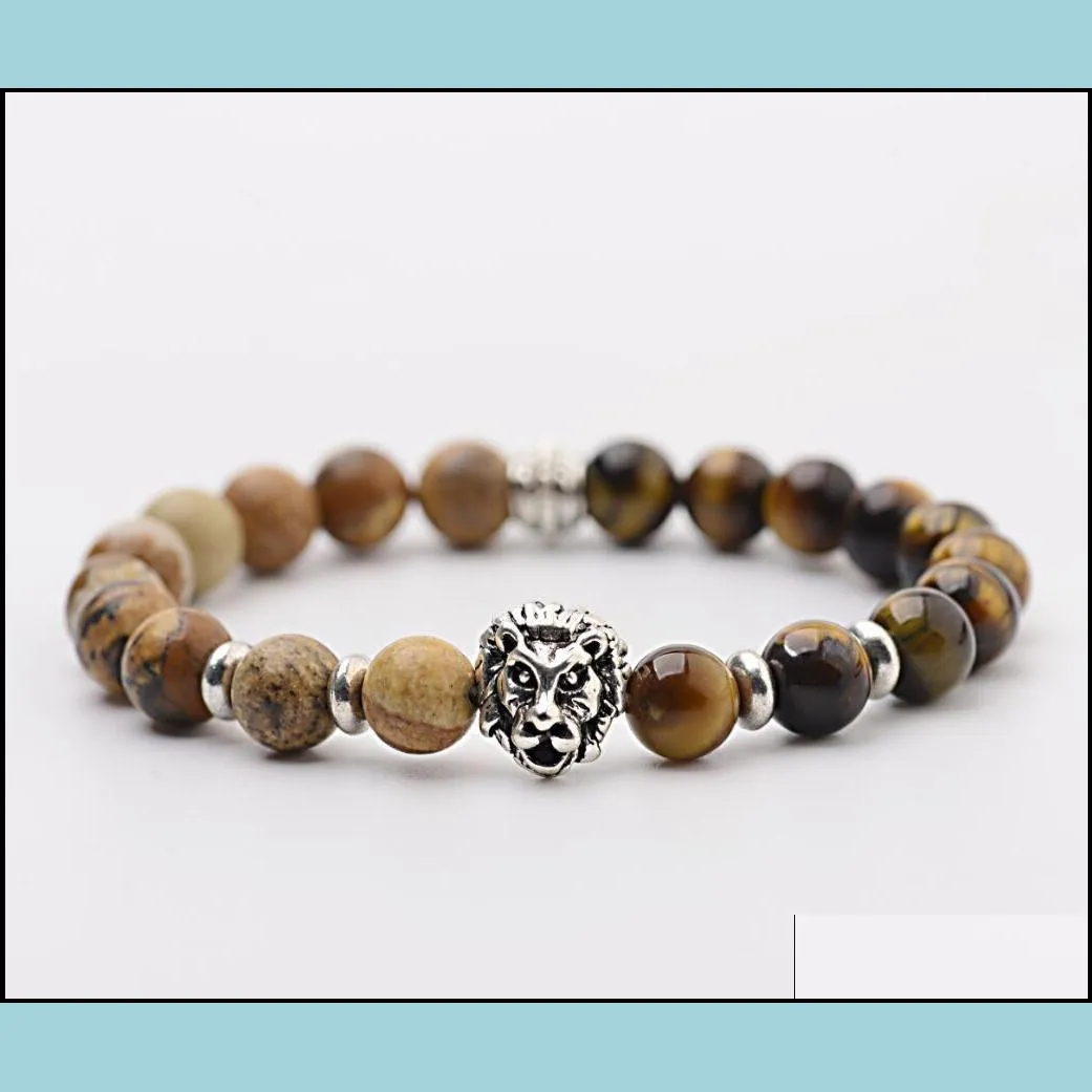 natural yellow picture stone tiger eye stone to half beaded  head accessories bracelet bracelet wholesale