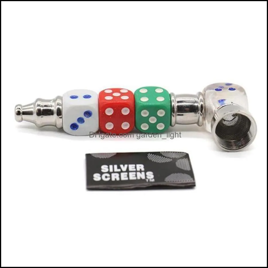 detachable dice shape smoking pipe metal pipes with filter fashion dice pipe color beads splicing removable metal small pipe smoking