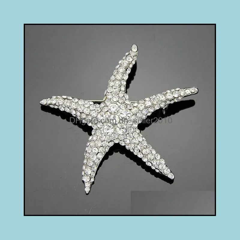 exquisite starfish brooch rhinestone set brooch white k golden brooch 380 t2