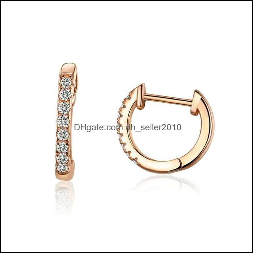 14k gold plated 925 sterling silver cuff earrings with cubic zircon, 10 colors huggie stud for women girl