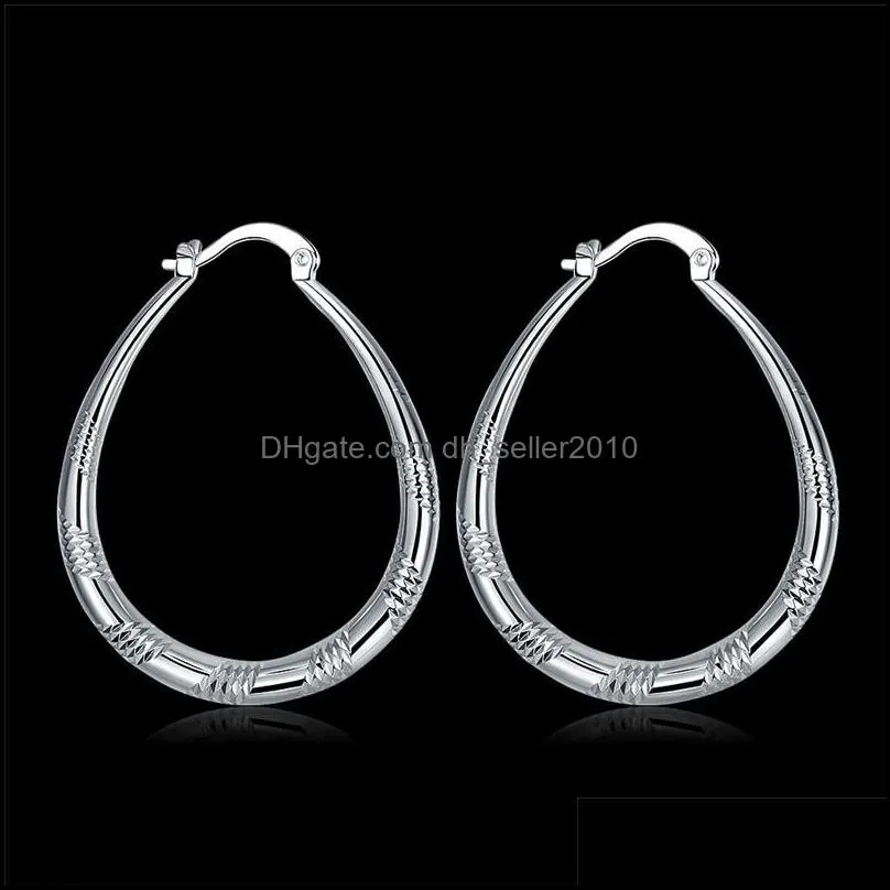 925 sterling silver 39mm u circle screw thread hoop earrings women party gift fashion wedding engagement charm jewelry 1276 t2