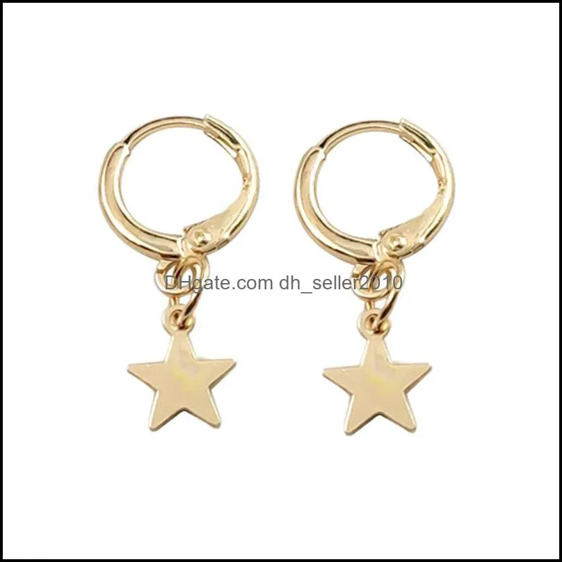 4 styles gold color metal star moon butterfly pendant hoop earrings fashion women girls geometry minimalist jewelry gifts 1943 q2