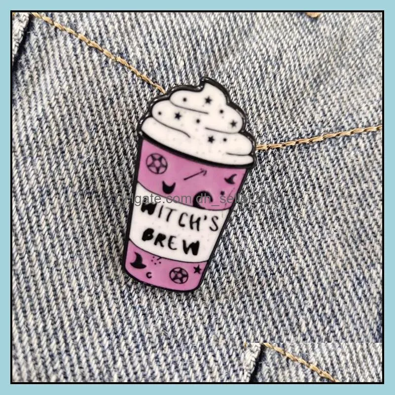 customized milk box coffee cup hard enamel pin brooches women girls jewelry oil dropping ice cream cup pins alloy insignia badge bag brooch 1210