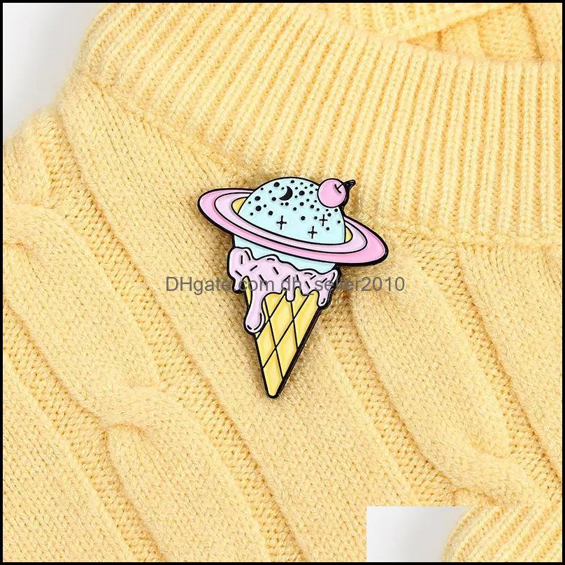 customized ins brooch space ice cream sweet cone brooches lovely personality versatile clothing small accessories badge enamel pin 1128