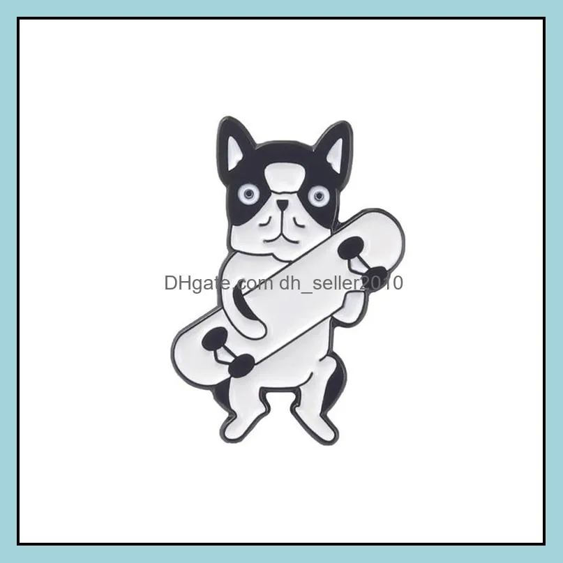 customized hard enamel brooch alloy jewelry for women cartoon cute skateboard firewood dog funny animal lapel enamel pin and badges genshin 1107