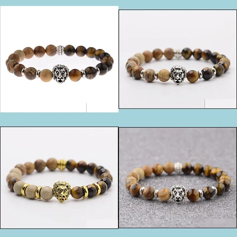 natural yellow picture stone tiger eye stone to half beaded  head accessories bracelet bracelet wholesale