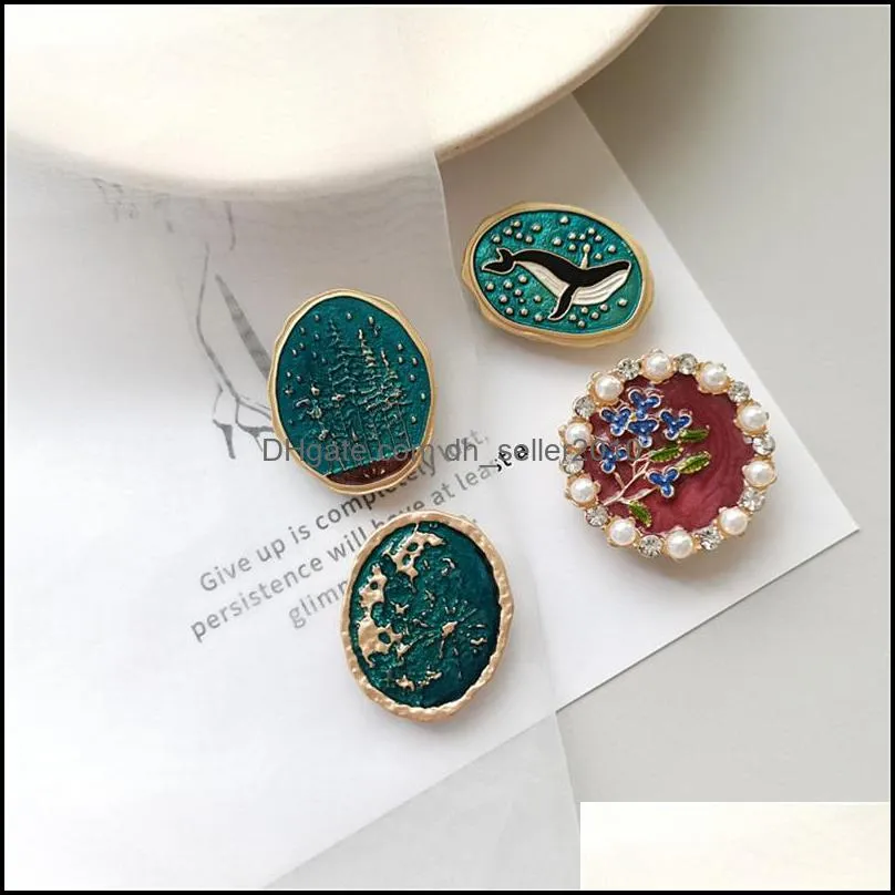 plant ellipse oil painting pins starry sky ocean whale enamel glaze brooch retro fashion jewelry women shirt bags 5 99ay q2