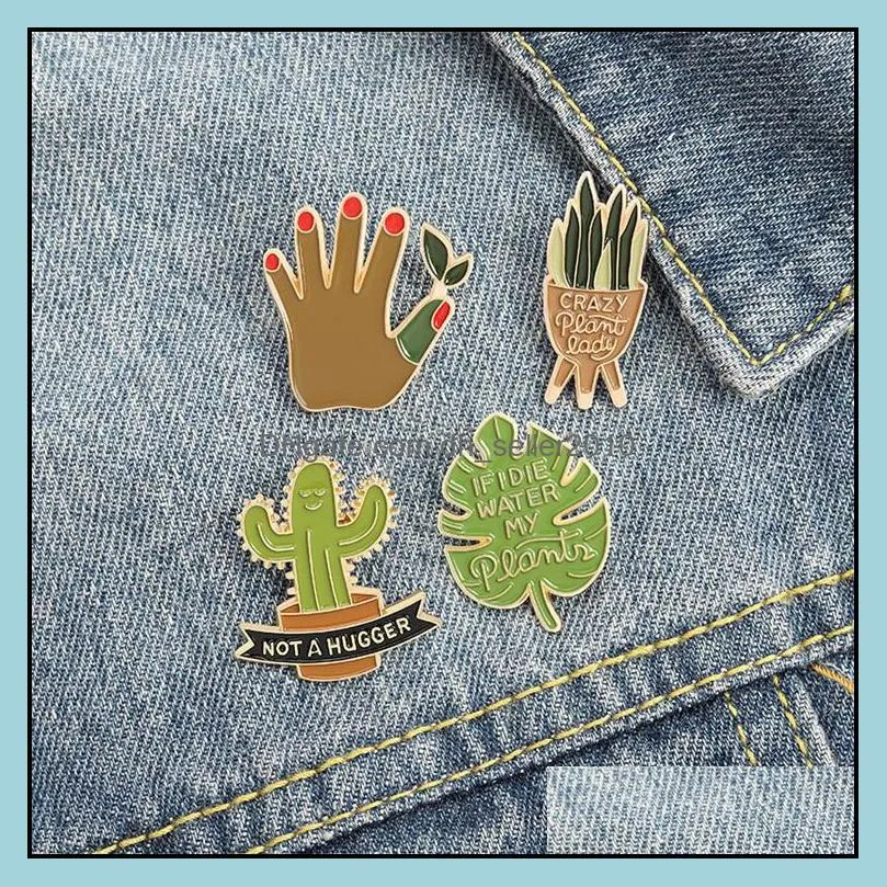 customized alloy brooches lovely cartoon potted plant guibei bamboo dress badge cactus aloe plants paint enamel pin 1045 d3