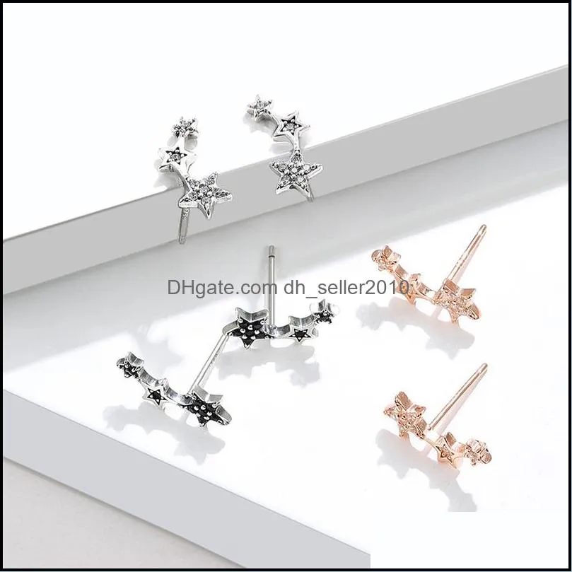 genuine 925 sterling silver woman delicate star cubic zirconia earrings female fine jewelry for valentine`s day gift 732 z2