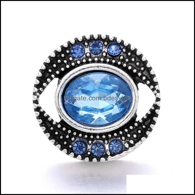 wholesale rhinestone eye 18mm snap button clasp metal charms for snaps jewelry findings suppliers