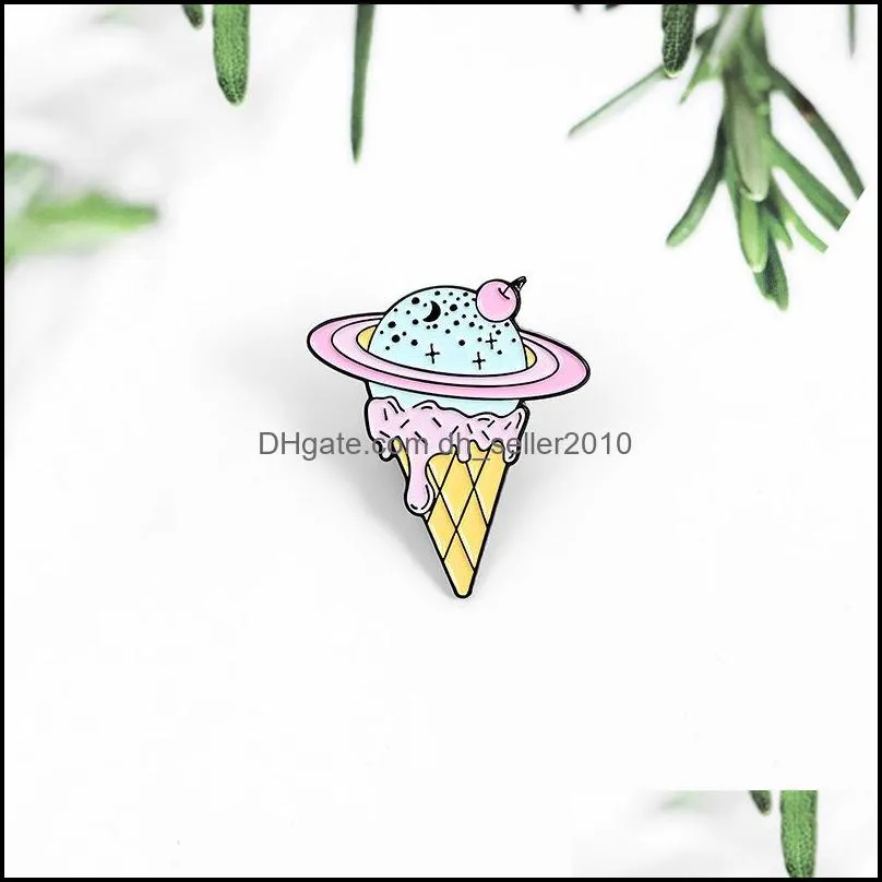customized ins brooch space ice cream sweet cone brooches lovely personality versatile clothing small accessories badge enamel pin 1128