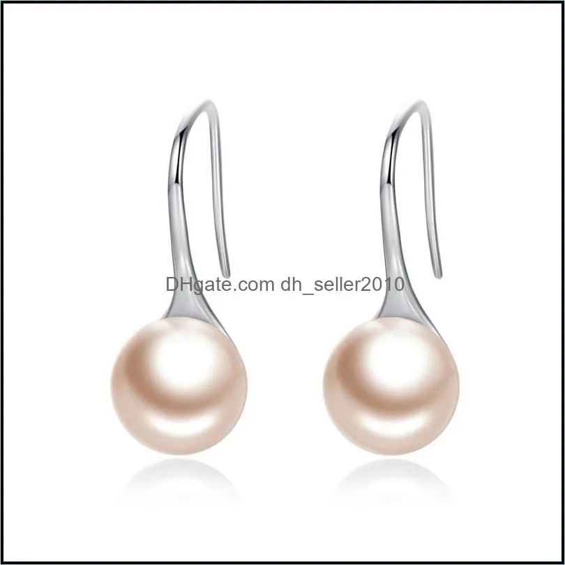 925 sterling silver elegant round pure love pearl drop earrings for women jewelry brincos white black purple pink