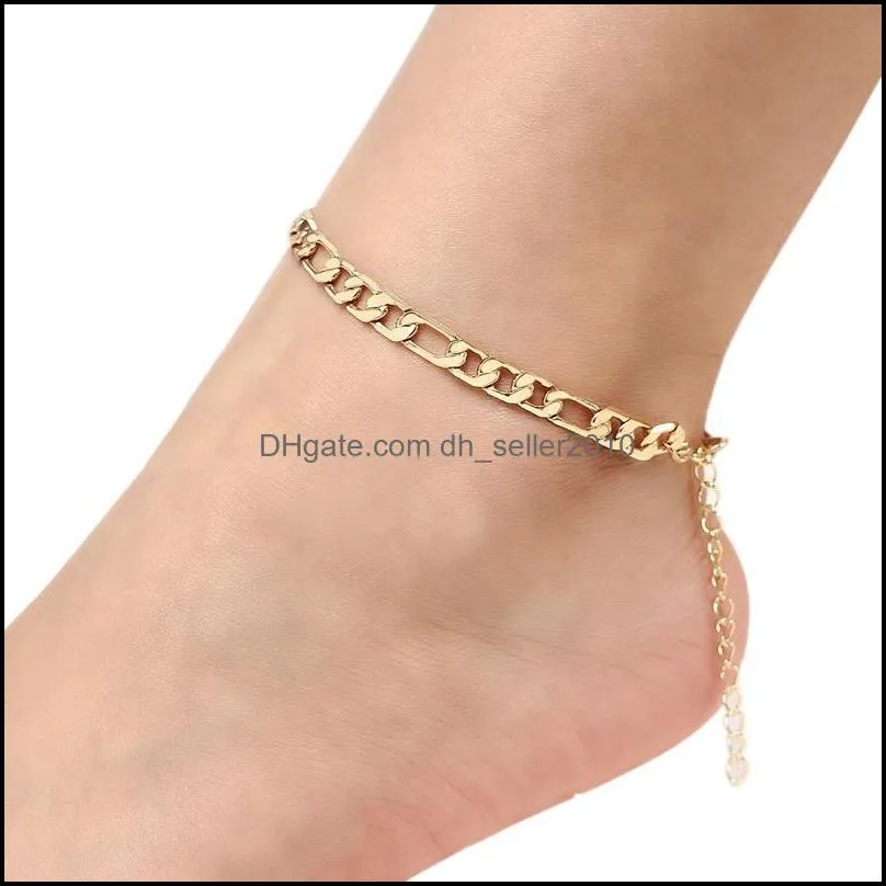 metal figaro anklet fashion simple accessories plated gold woman ankles jewelry foot ornament europe and america 1 5cy2 k2