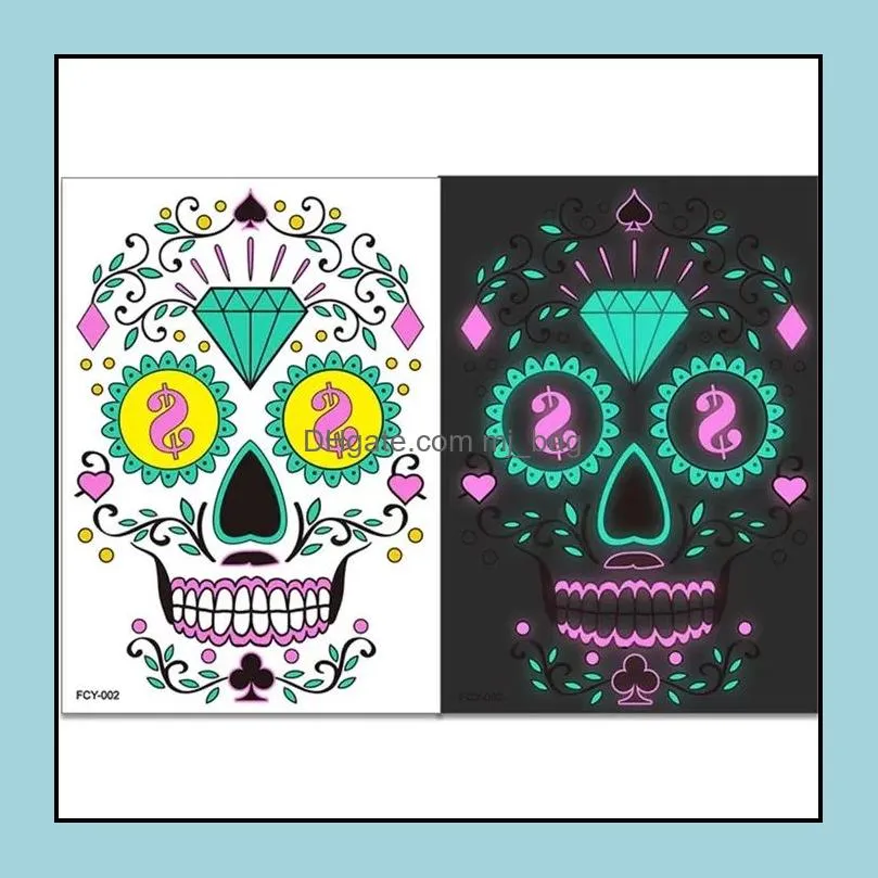 Waterproof sweat Day of the Dead masquerade party make up Halloween face tattoo stickers