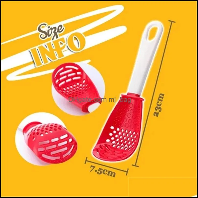 multi-function kitchen spoon heat resistant hang hole innovative potato garlic press innovative kitchen