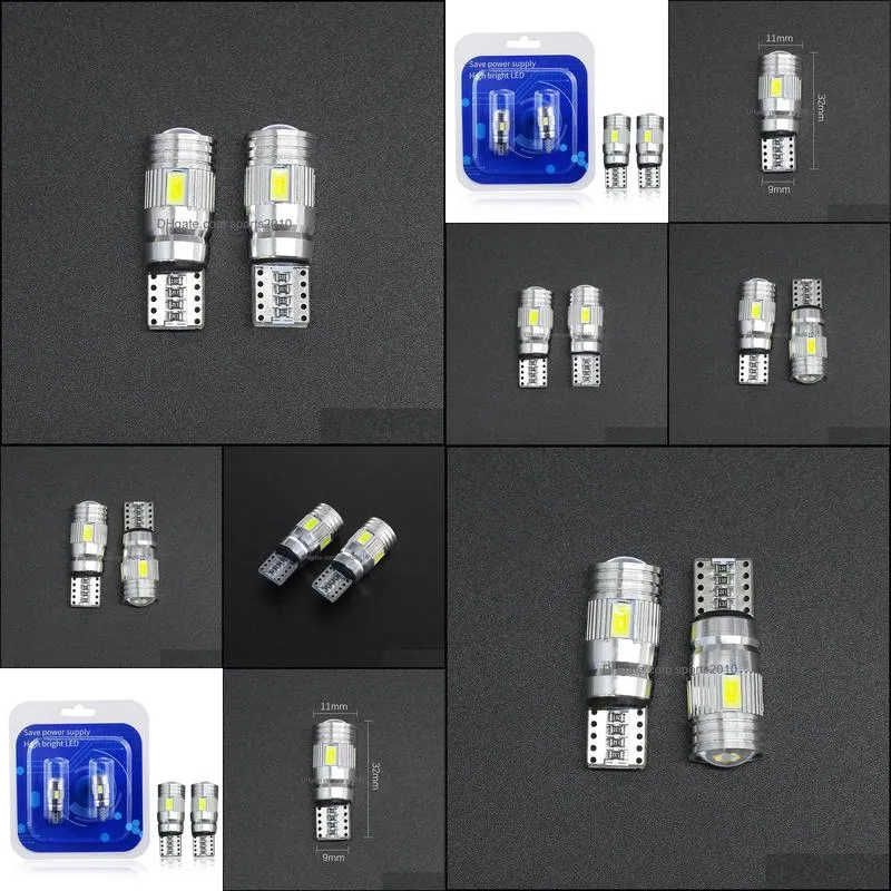 Winsun 2x T10 W5W Car LED Turn Signal Bulb Canbus Auto Interior Dome Reading Light Wedge Side Parking Reverse Brake Lamp 5W5 5630 6smd