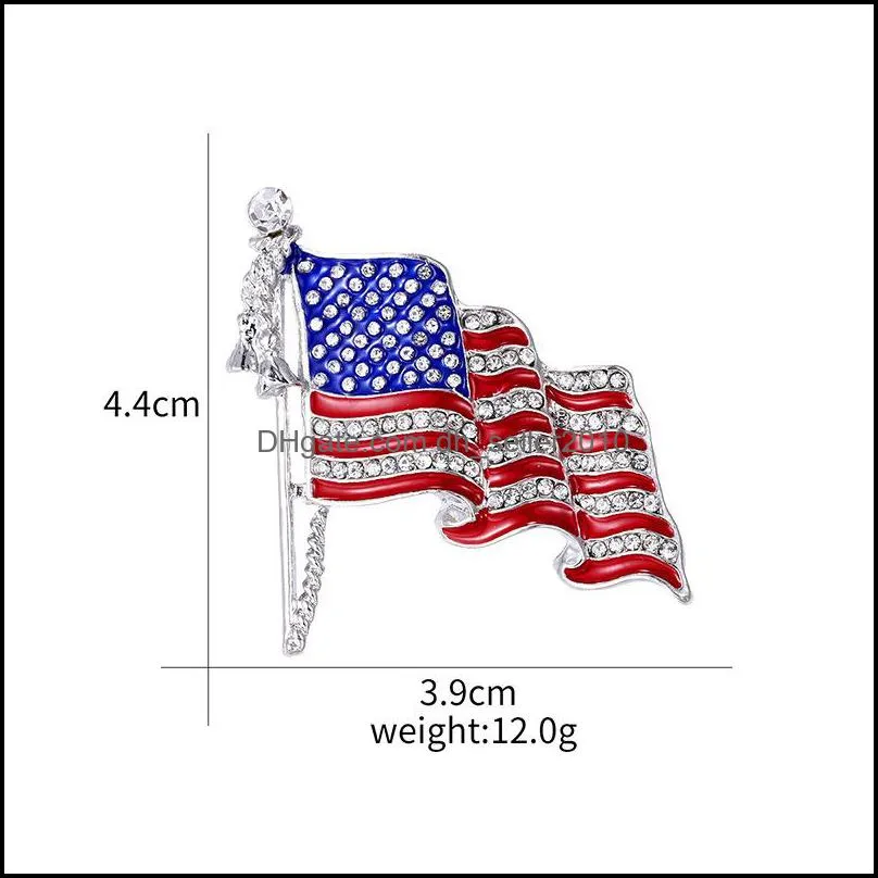 fashion crystal handmade brooches united states flag lapel pins unique rhinestone jewelry gift