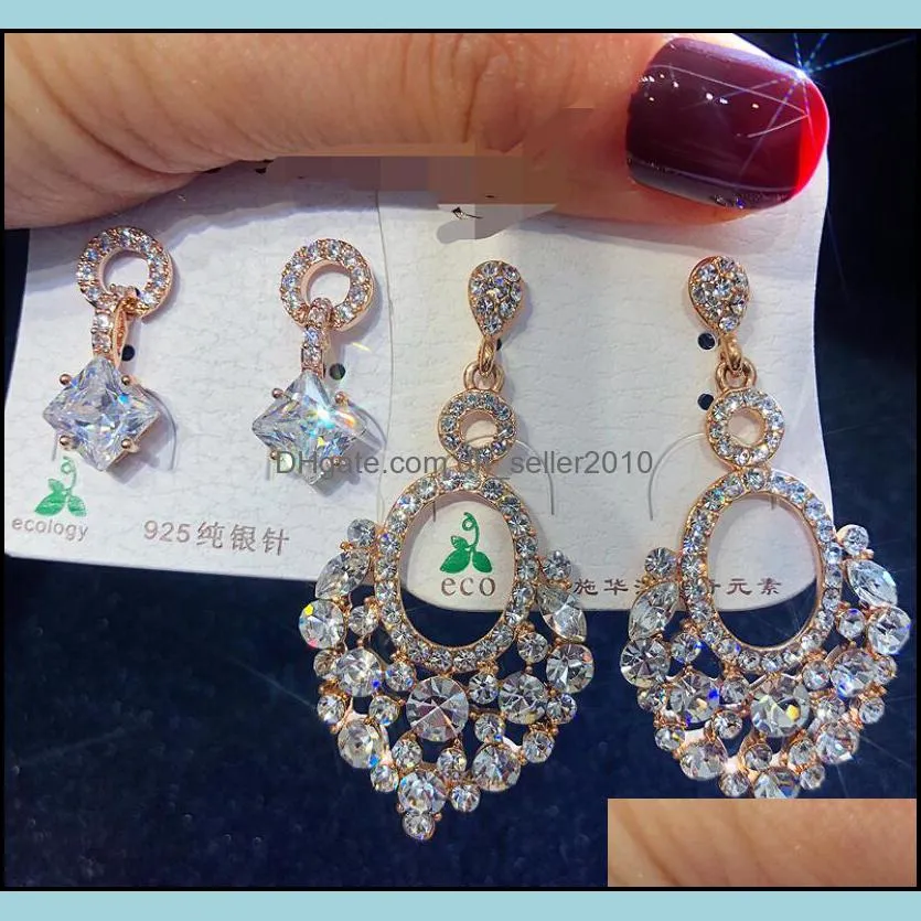 charm korean style women 925 silver needle zircon pearl earrings valentine`s day girls gift statement earrings wholesale